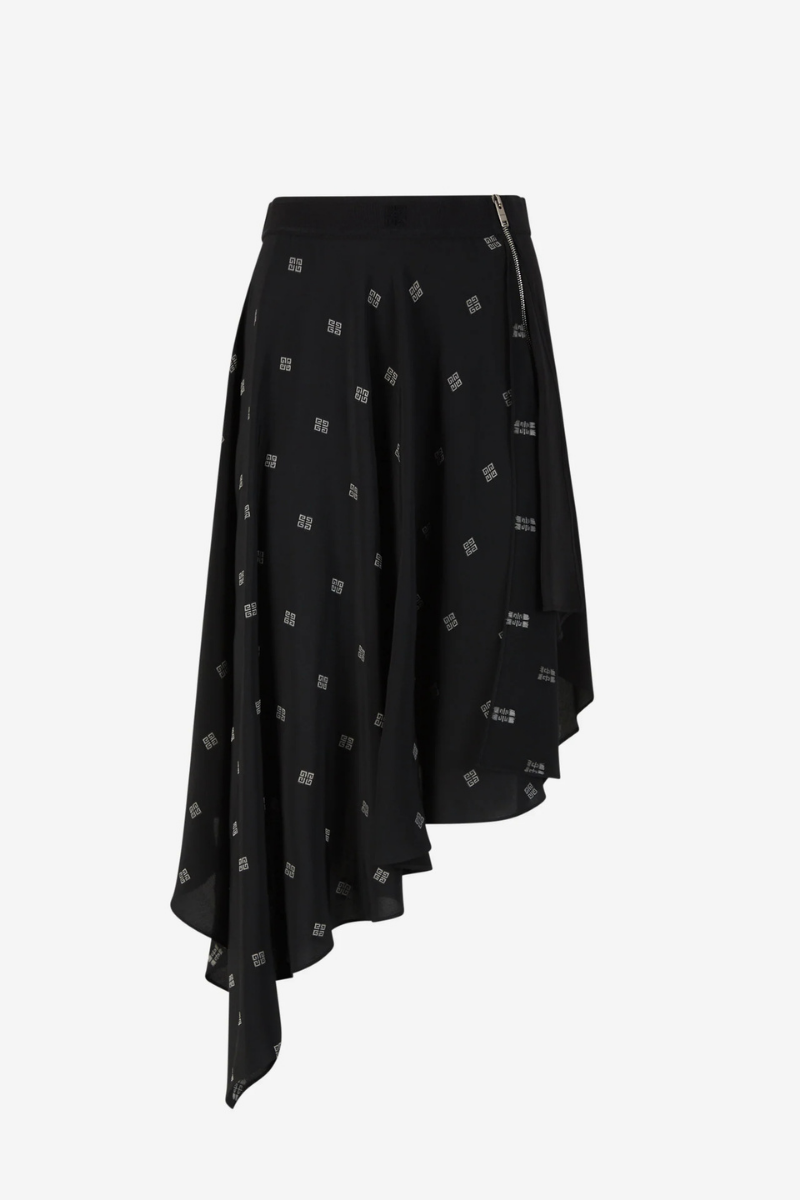 Givenchy Asymetric Skirt_black-Silvery Black,silver Clothing