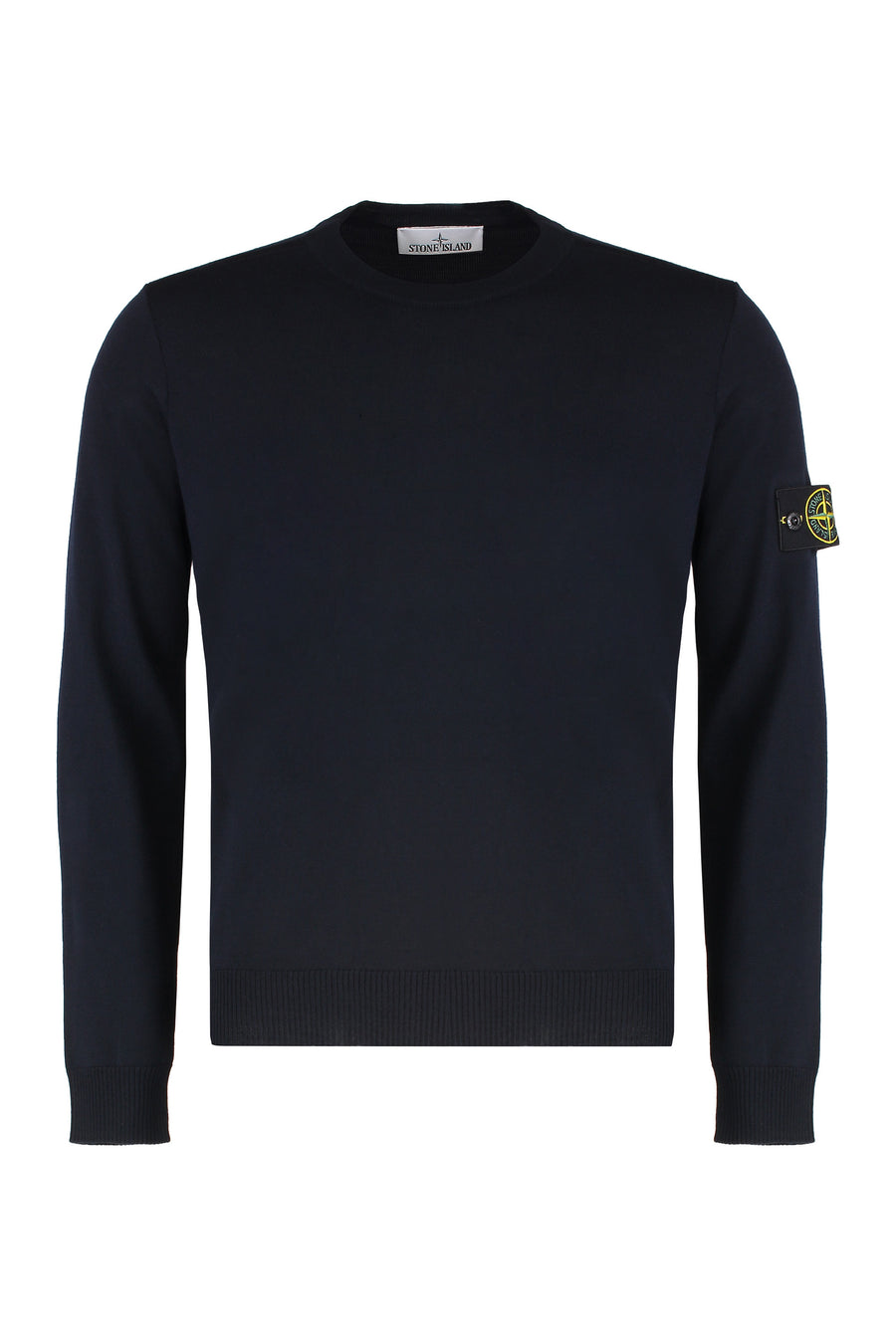 Round-Neck Sweater Navy Blue Virgin Wool Sweatshirts
