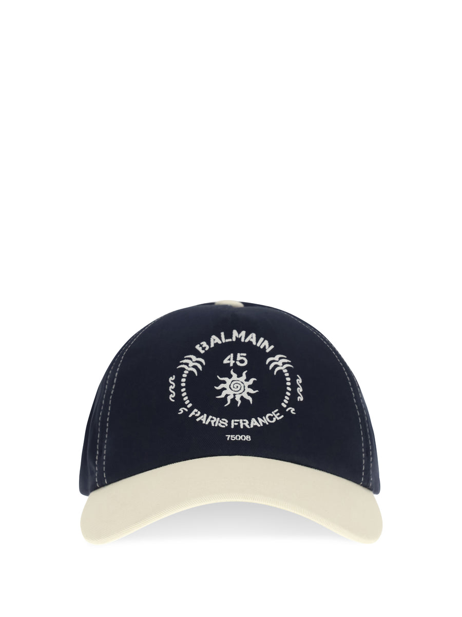 Balmain GH0XA410CB24 100% Cotton baseball cap in navy