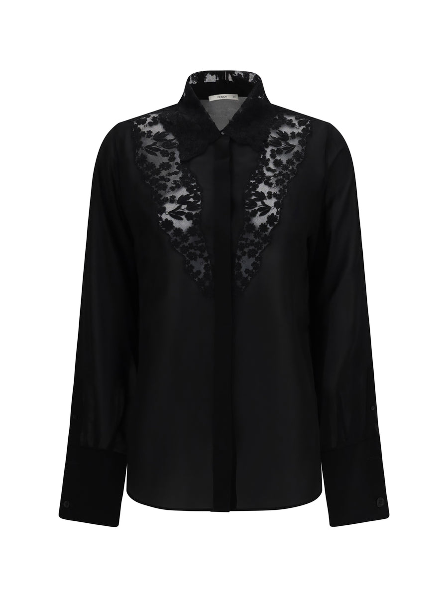 Georgette Silk Shirt Black