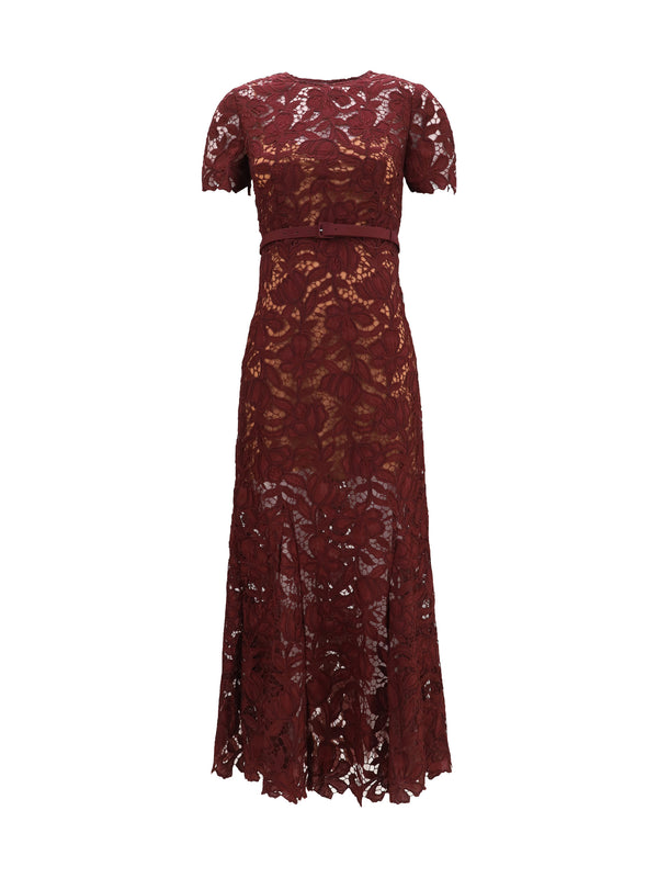 Self-Portrait 100% Polyester dress in burgundy