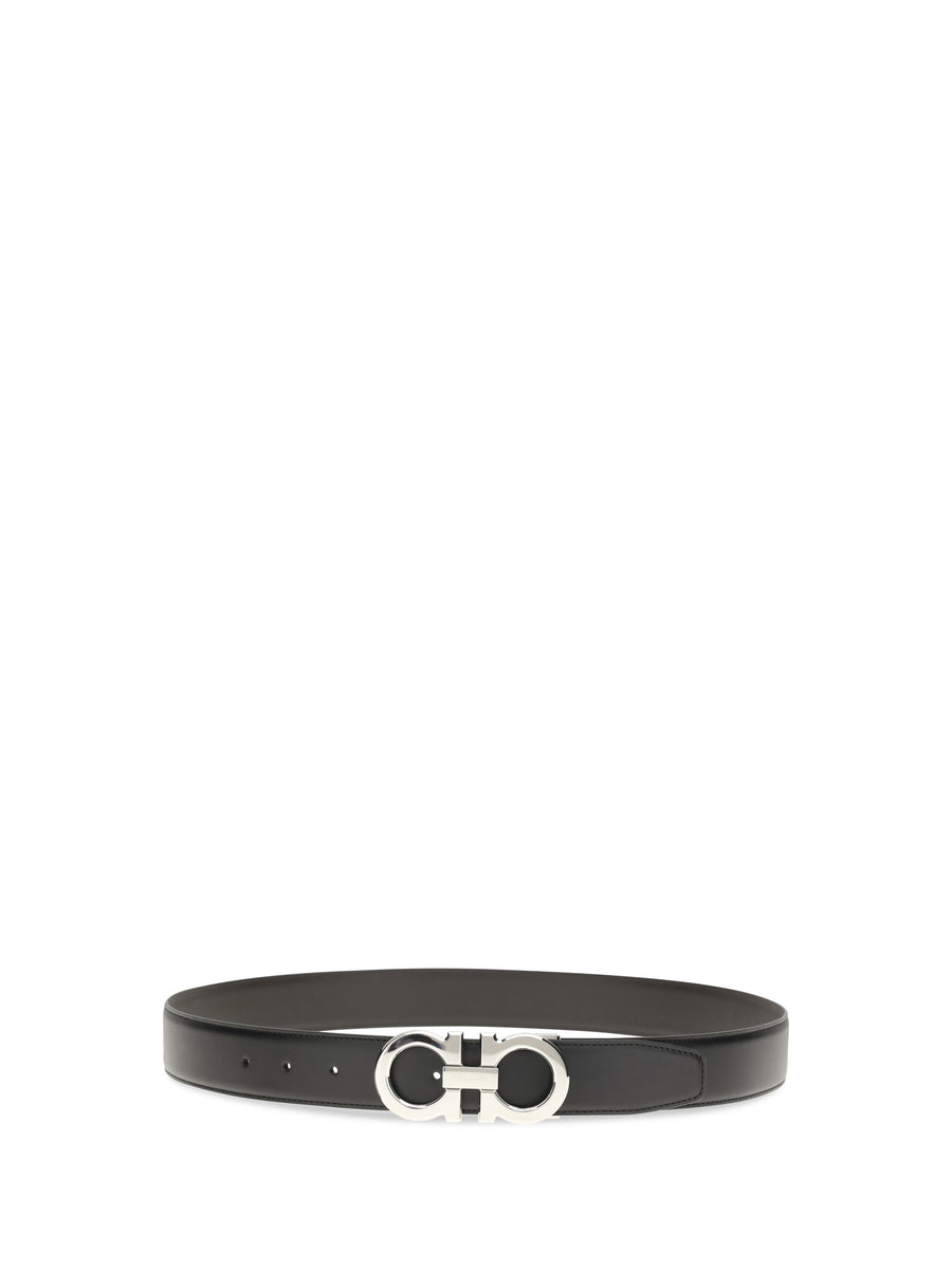 Belt Gancini Black Calf Leather