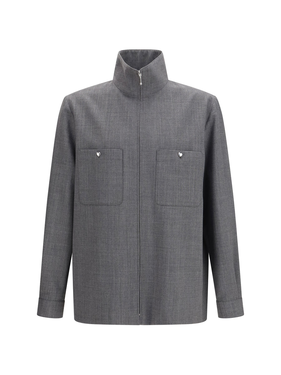 Wool Shirt Jacket Black-Grey Black/grey Polyester