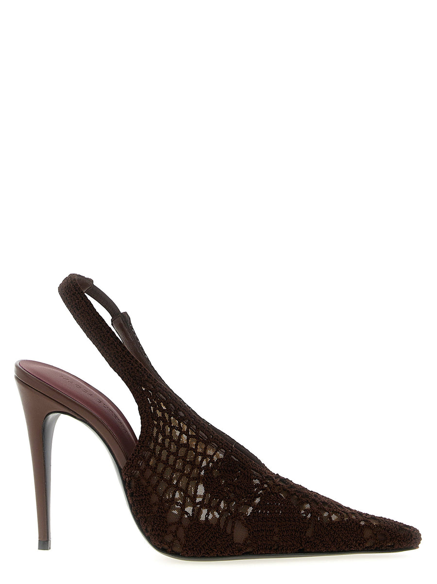 Magda Butrym Crochet Tulle Slingback — Black