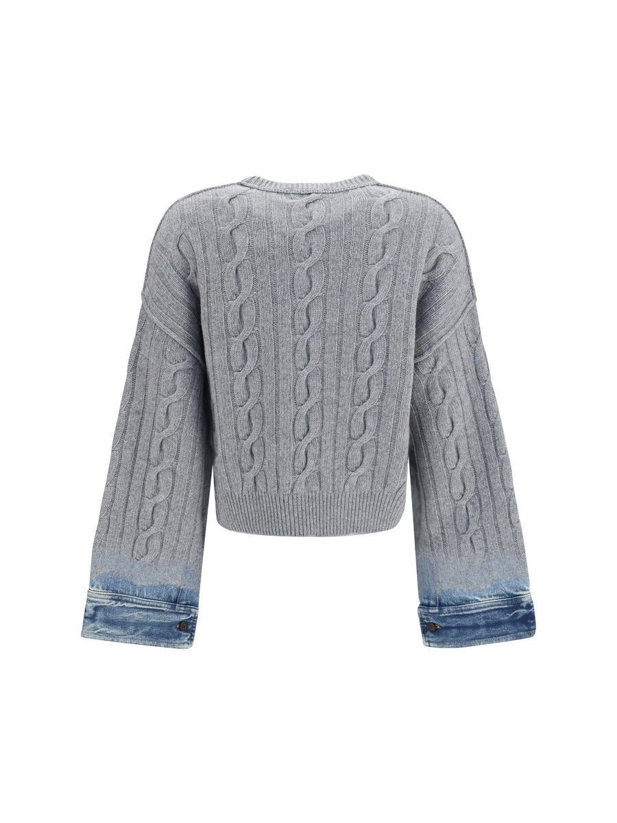 Crewneck Sweater Karine Pollock Merino Wool Blue