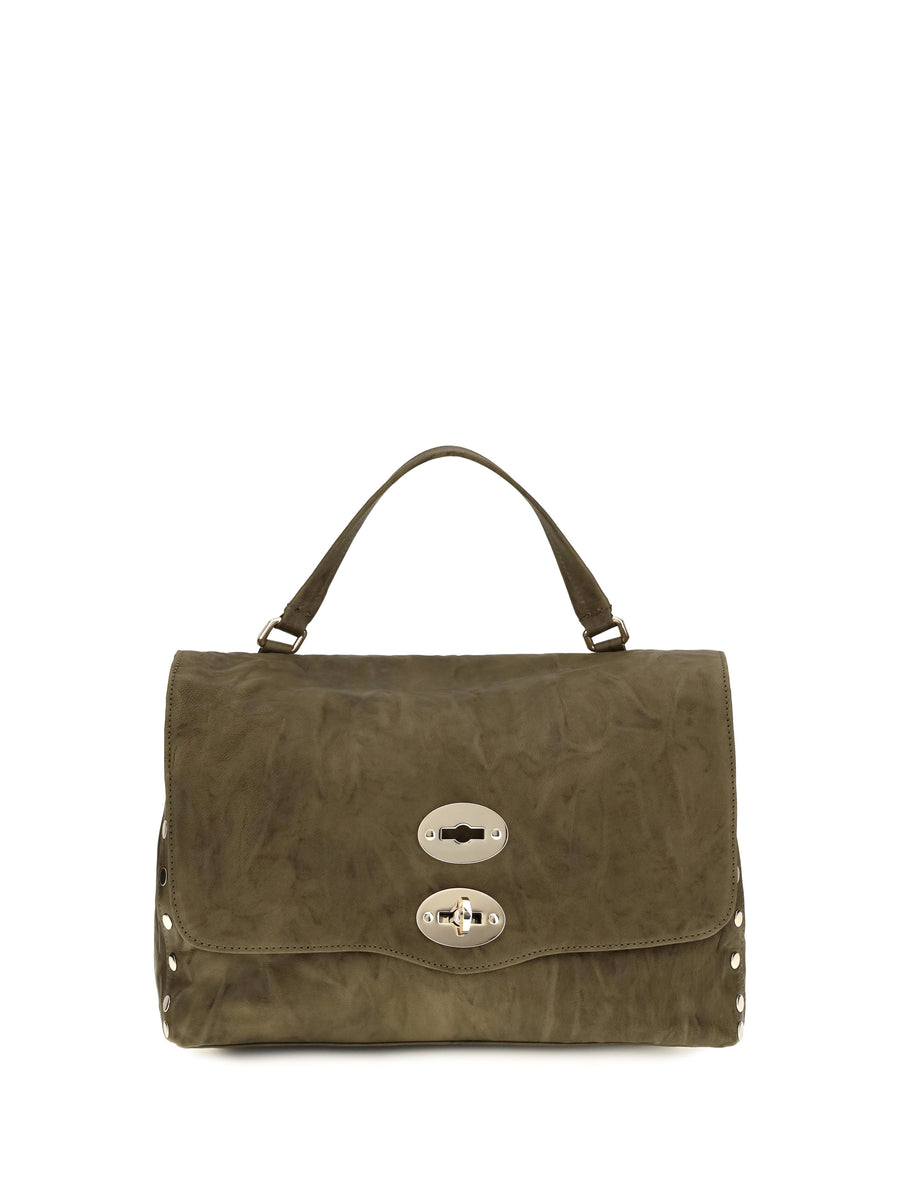 Postina Officina Top Handle Bag Brown Valle Del Casentino Suede Shoulder