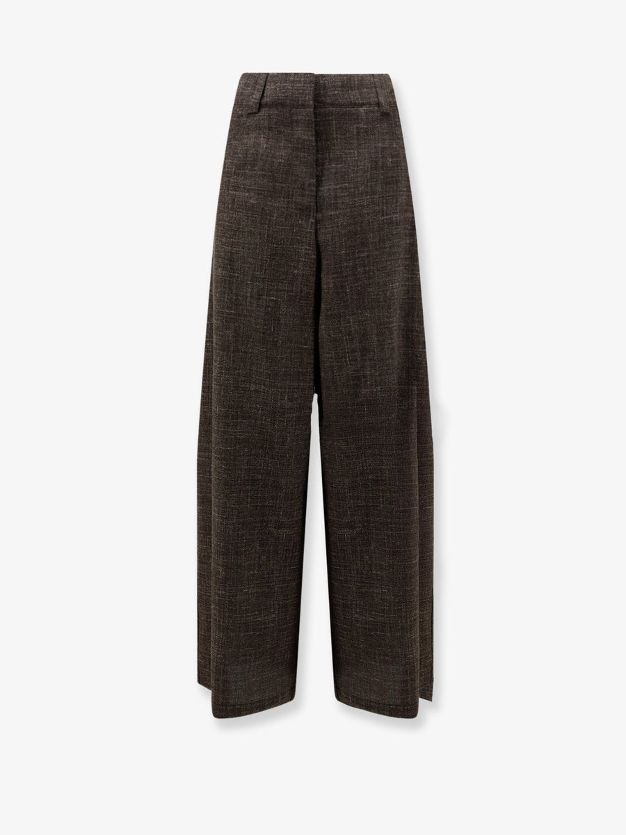 Trousers Wool-Linen Blend Brown