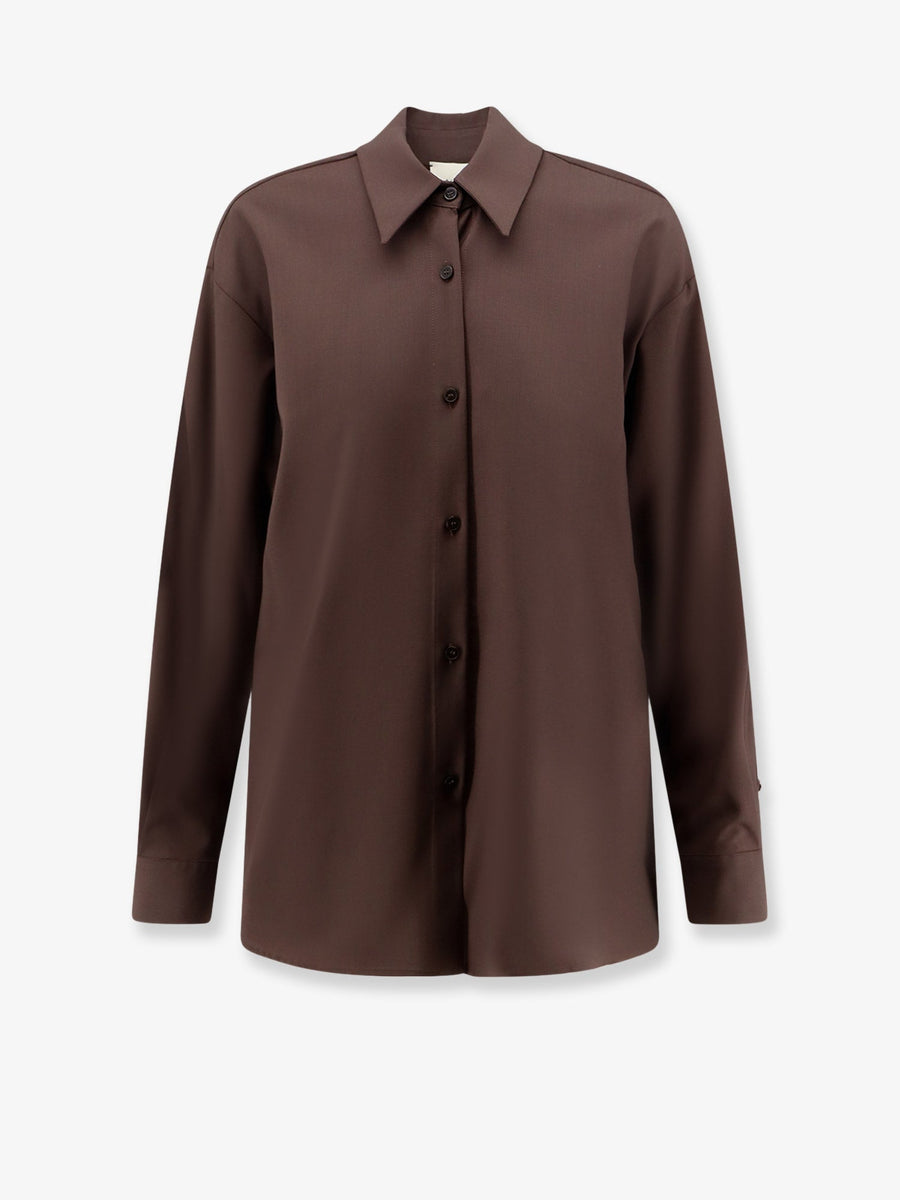Shirt Stretch Virgin Wool Brown