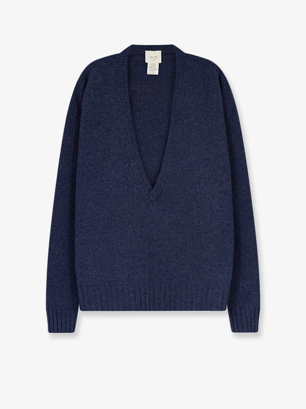 Sweater Blue Wool-Cashmere Merino Wool