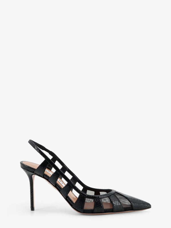Leather Décolleté Black Leather/mesh Pumps