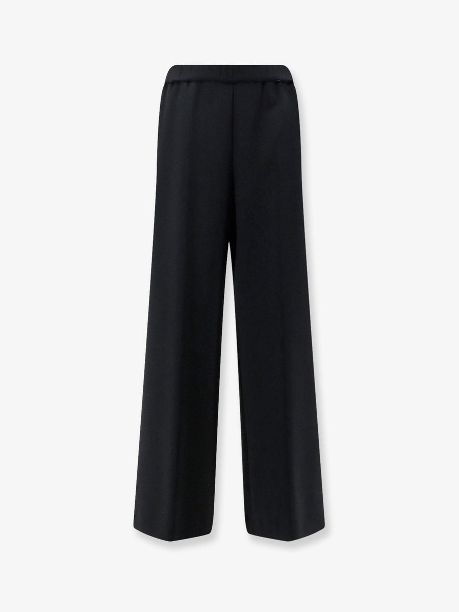 Wide-Leg Trousers With Elastic Waistband Black Triacetate