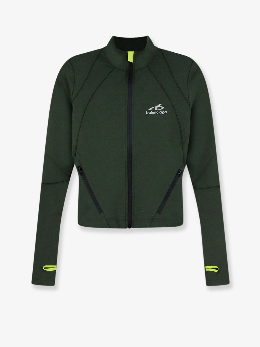 Sweatshirt Fitted Zip-Up Green Polyamide Elastane Sweatshirts