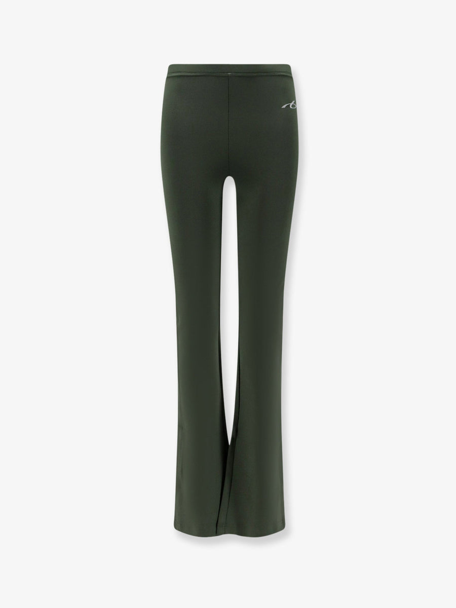 Leggings Flared Technical Fabric Green Polyester Trousers