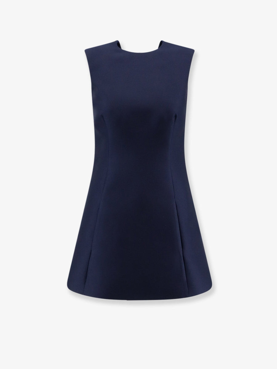 A-Line Short Dress Merino-Silk Blue Merino Wool