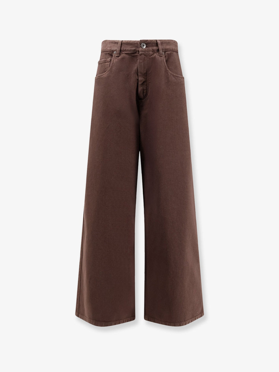 Jeans Relaxed Boyfriend Brown Soft Barrel Leg Cotton Trousers