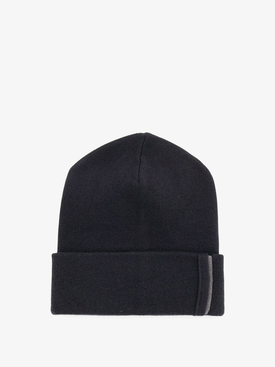 Cashmere Hat Monili Detail Black