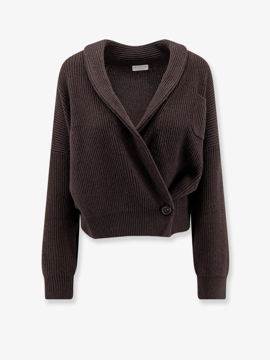 Cashmere Shawl Lapel Cardigan Brown