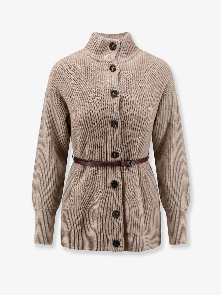 Cardigan Wool, Cashmere And Silk Beige
