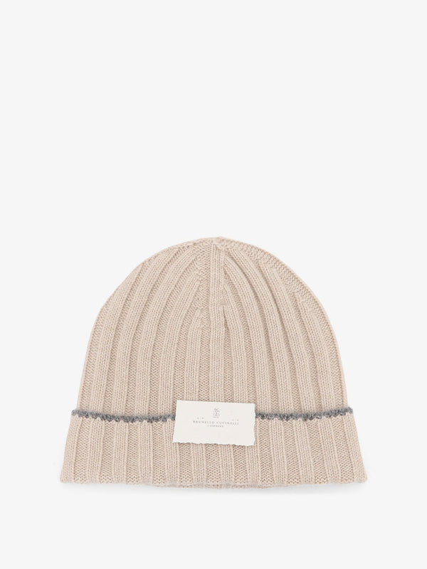 Cashmere Beanie Hat Beige