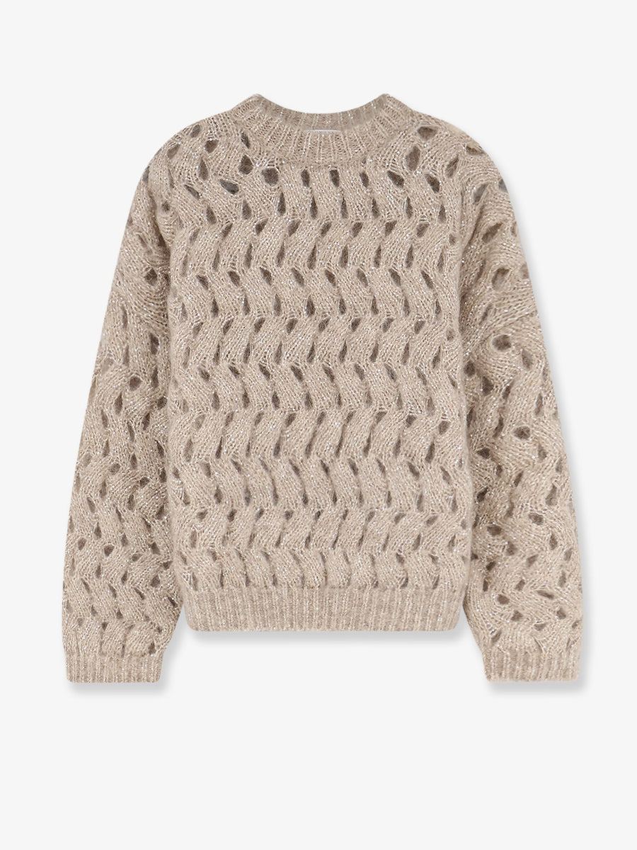 Sweater With Micro Sequins — Beige Mohair