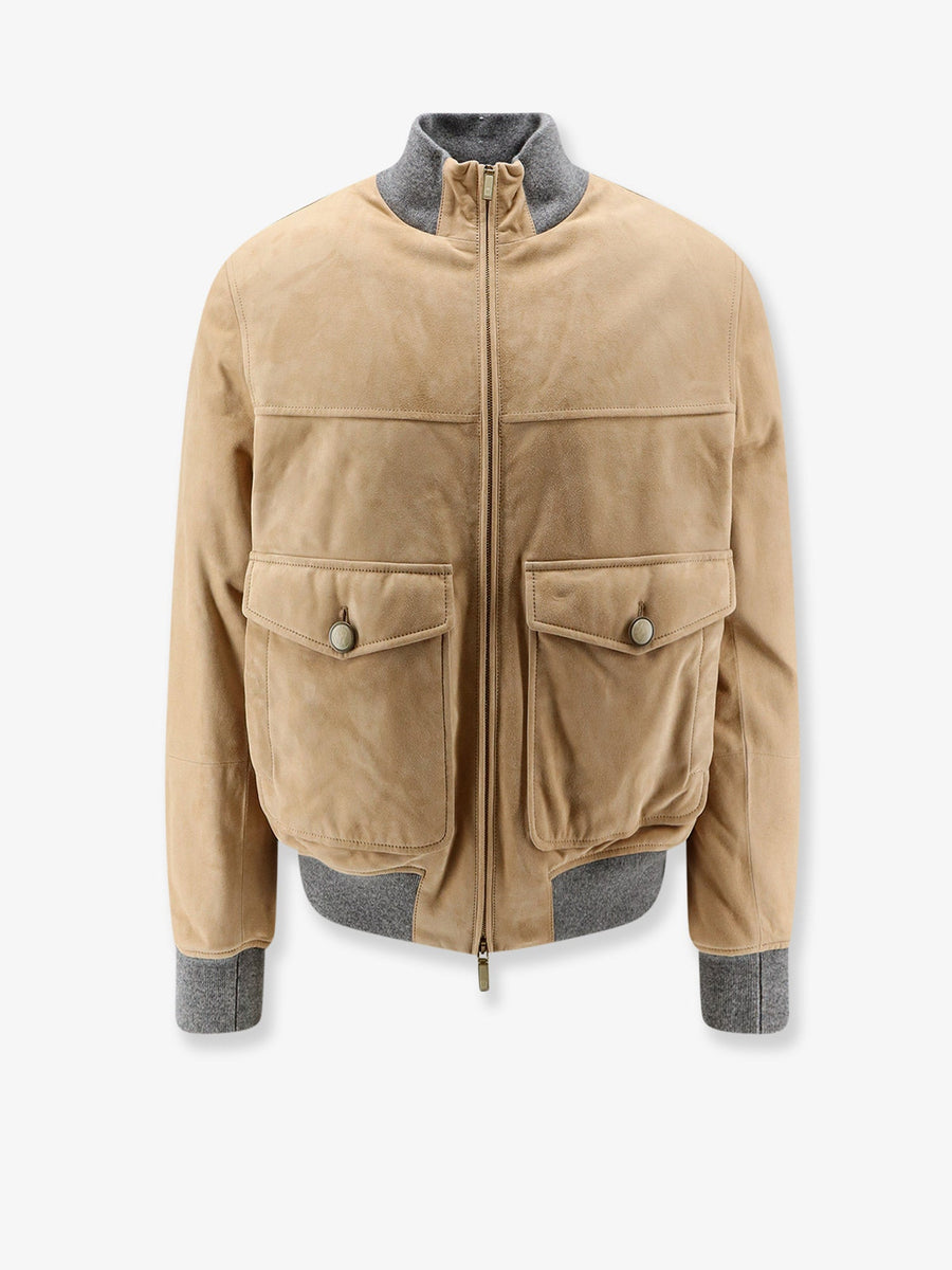 Jacket Padded Suede Beige Leather