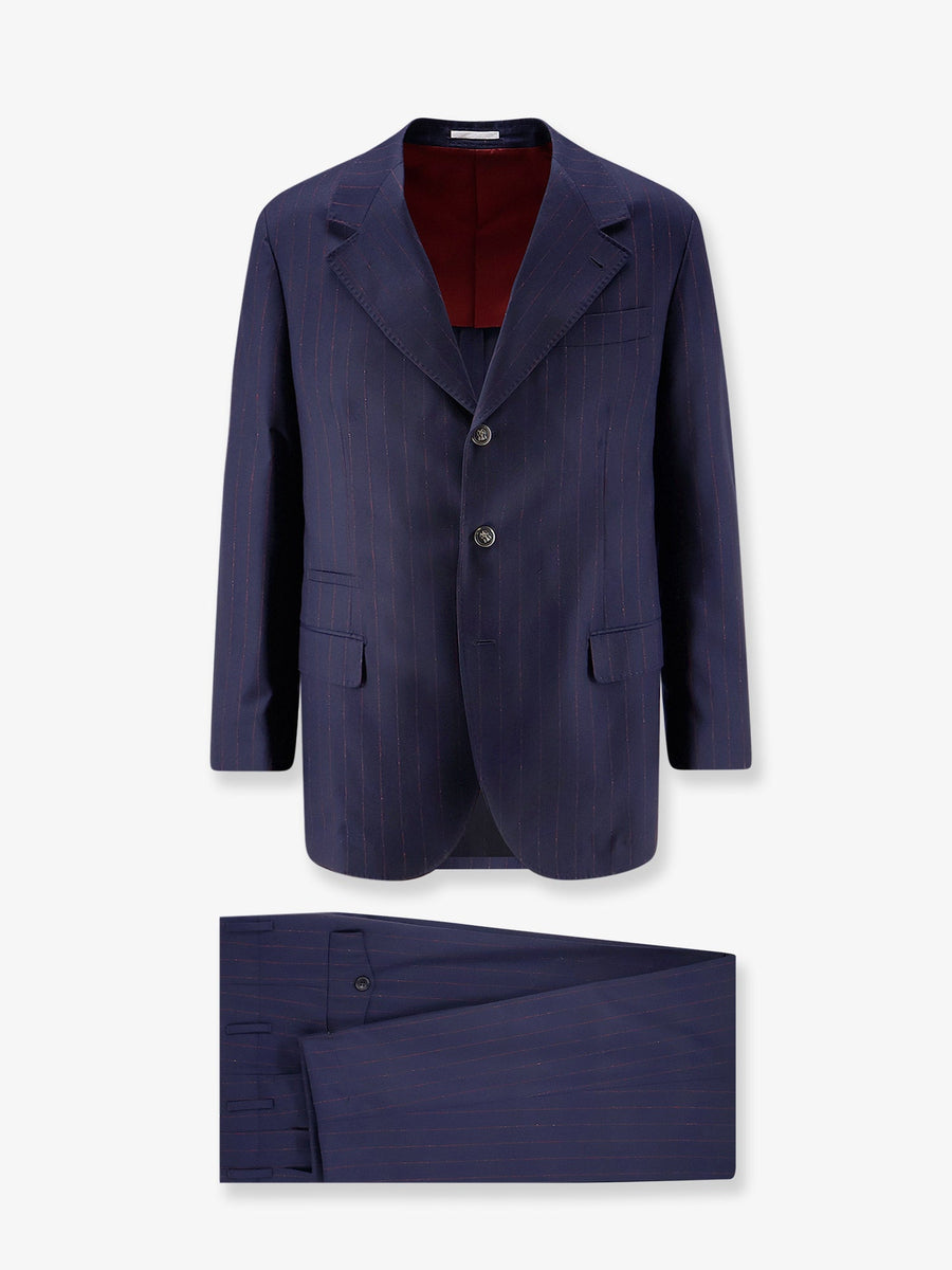 Suit Virgin Wool Pinstripe Blue Suits