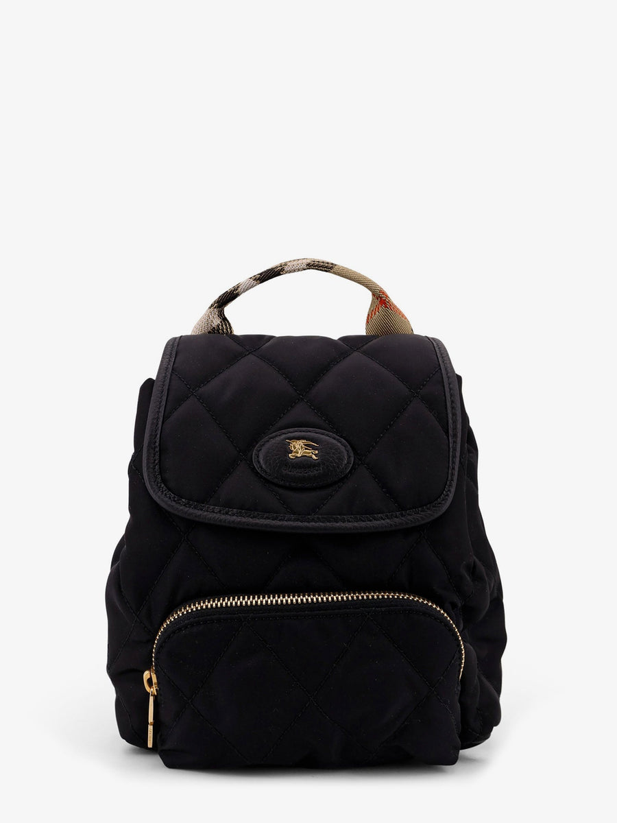 Mini Nylon Backpack With Leather Patch Black Backpacks