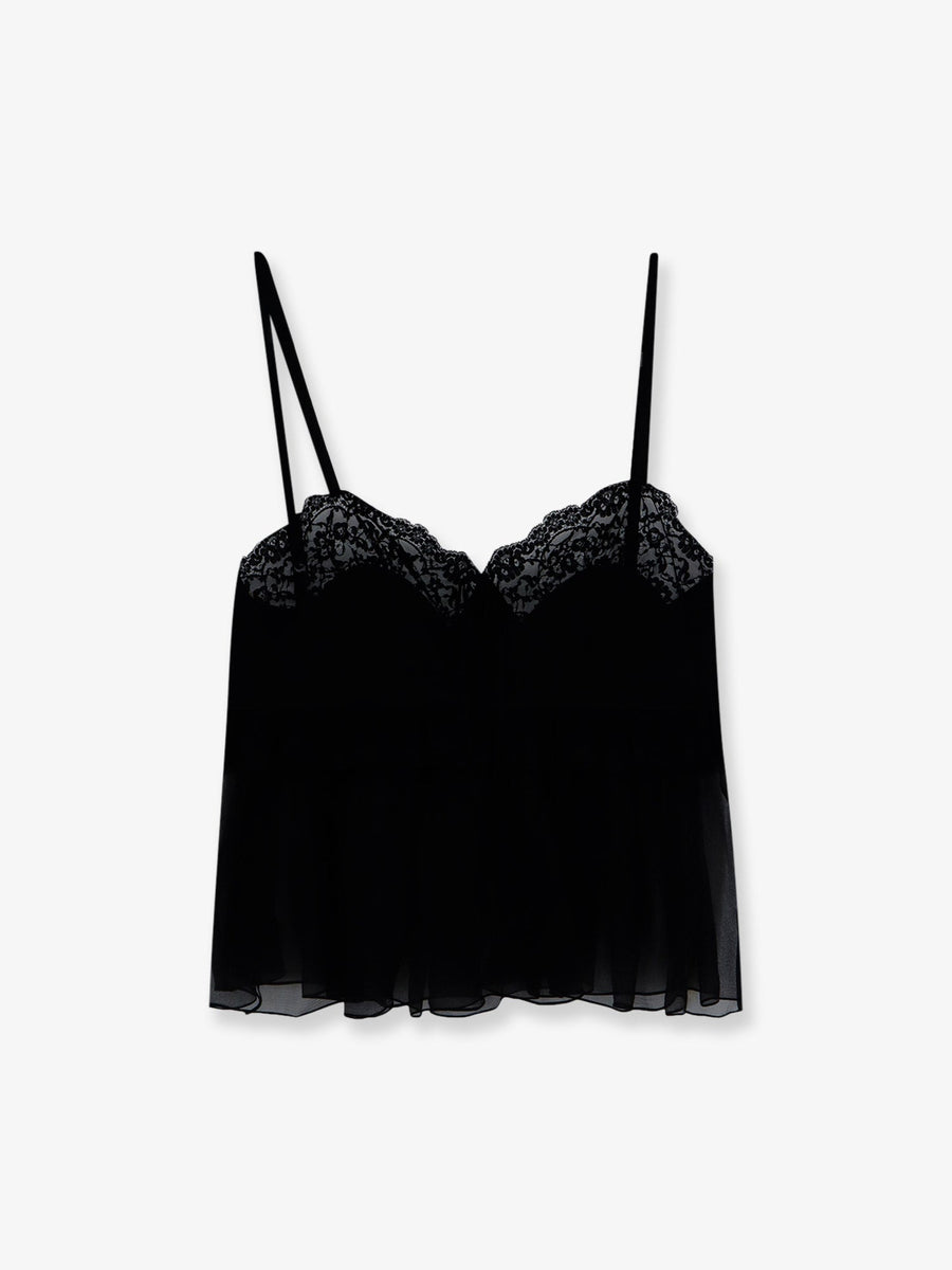 Silk Lace-Trim Camisole Black T-shirts & Jerseys