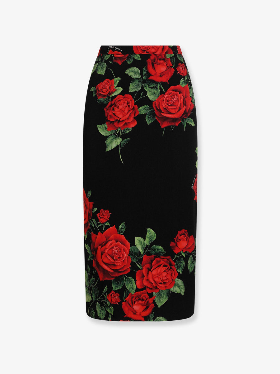 Midi Skirt Stretch Silk Black