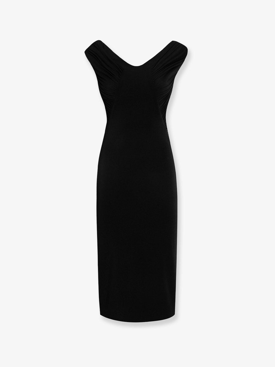 Fitted Organzino Crêpe Dress Black Viscose