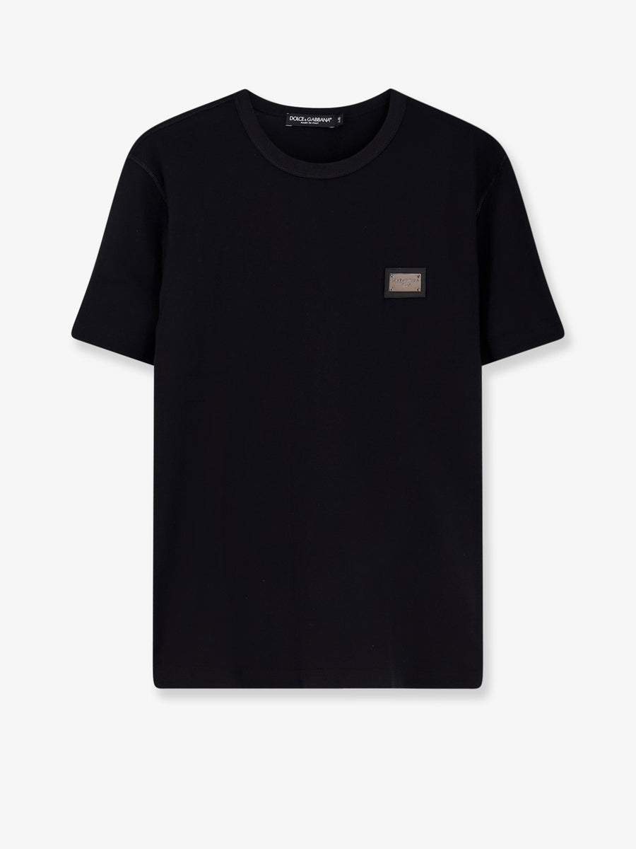Cotton T-Shirt With Logo Patch Black T-shirts