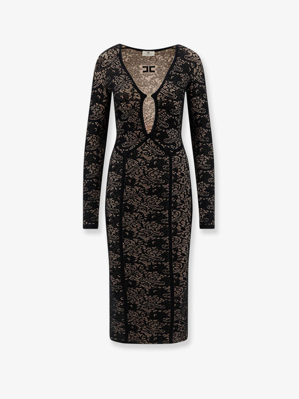 Knitted Midi Dress Black Polyamide