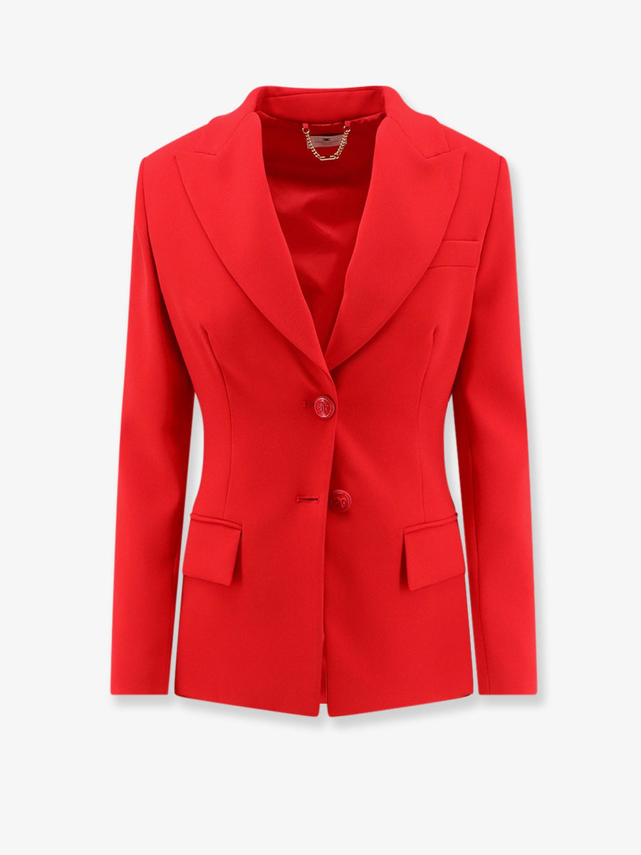 Fitted Red Blazer With Laced Back Polyester Blazers