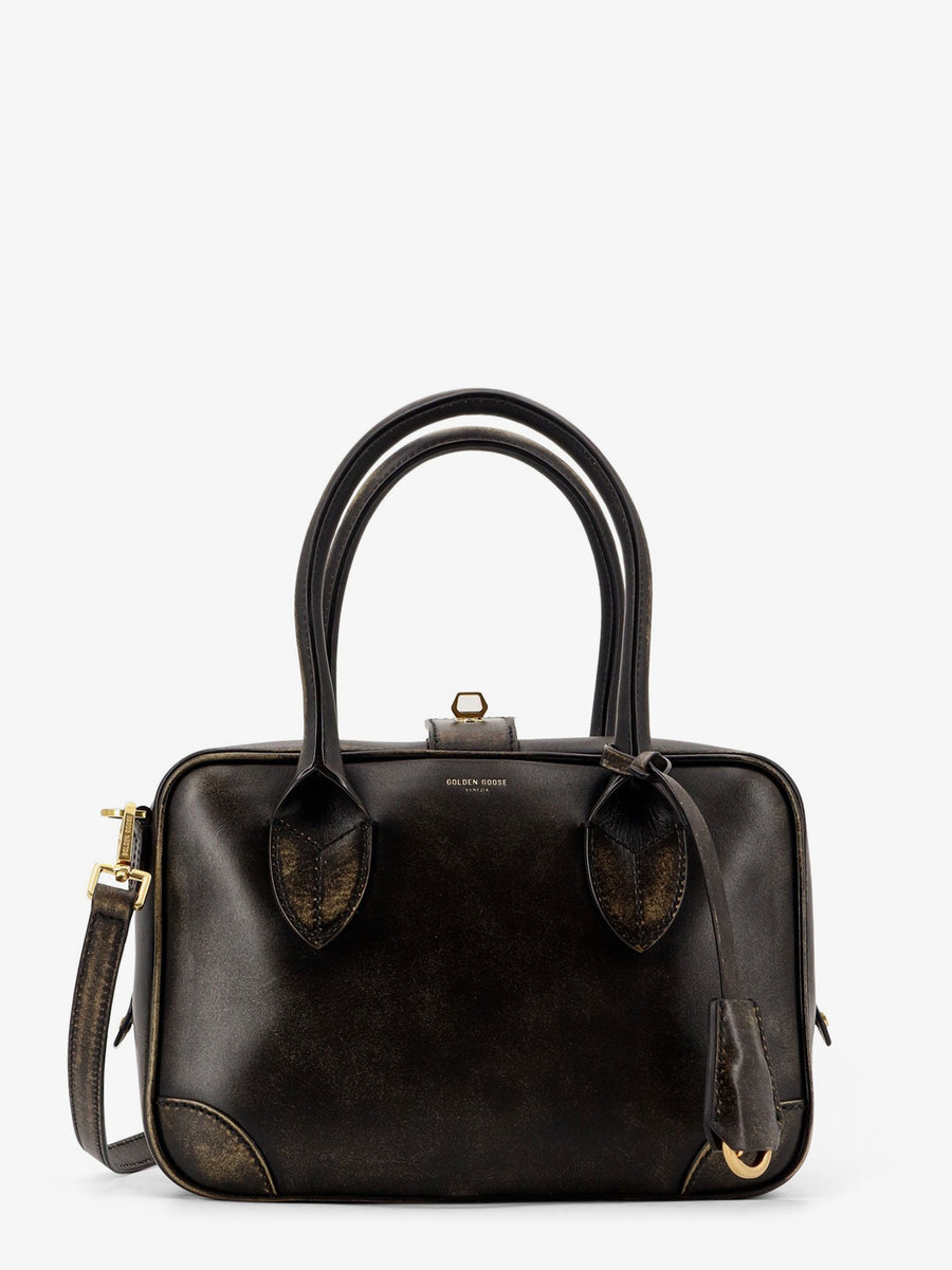 Leather Crossbody Bag Vita Vintage Black Shoulder