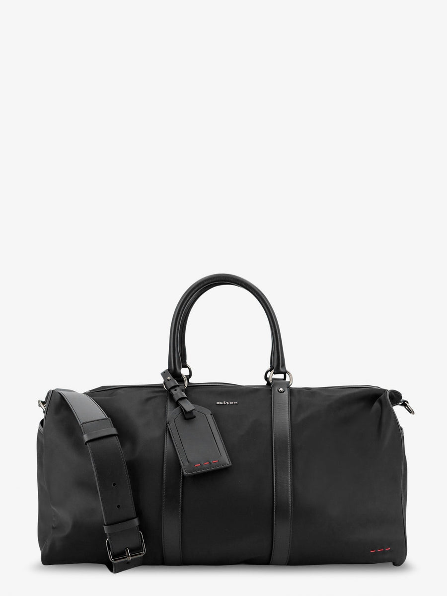 Travel Bag With Leather Inserts, Black Nylon Luggage & Holdalls