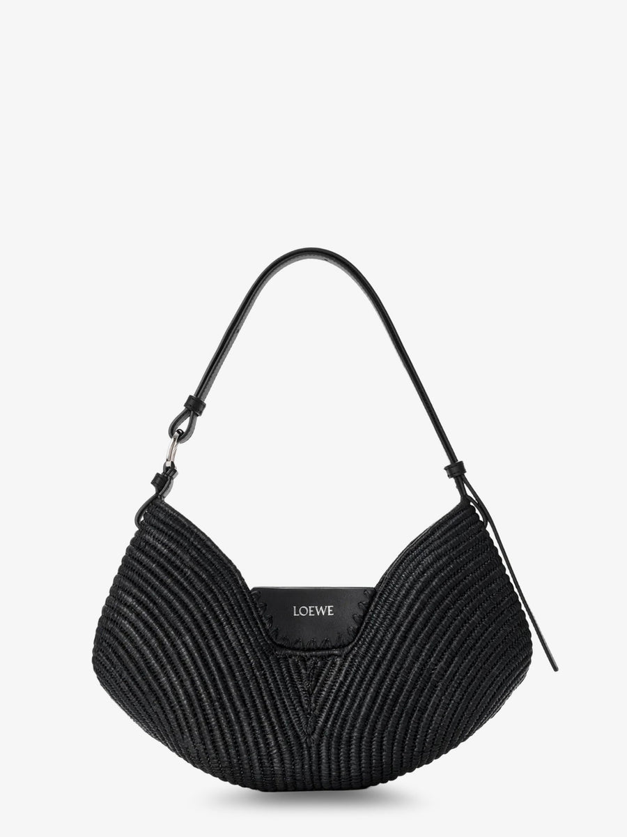 Shoulder Bag Paulas Ibiza-Swing Black Raffia/leather