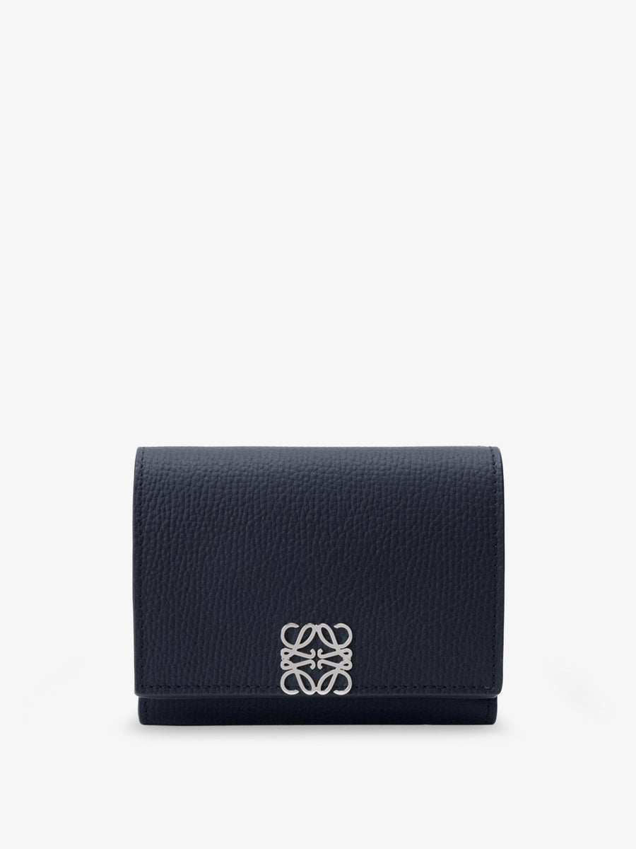 Leather Trifold Wallet Anagram Blue & Purses