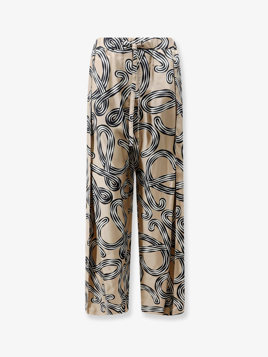 Trousers Paulas Ibiza Printed Silk Beige