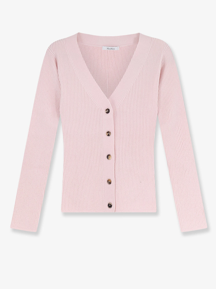 Ribbed Wool And Cashmere Cardigan Pink