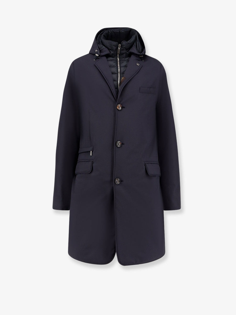 Long Padded Nylon Jacket Redon-Skt Blue Polyamide