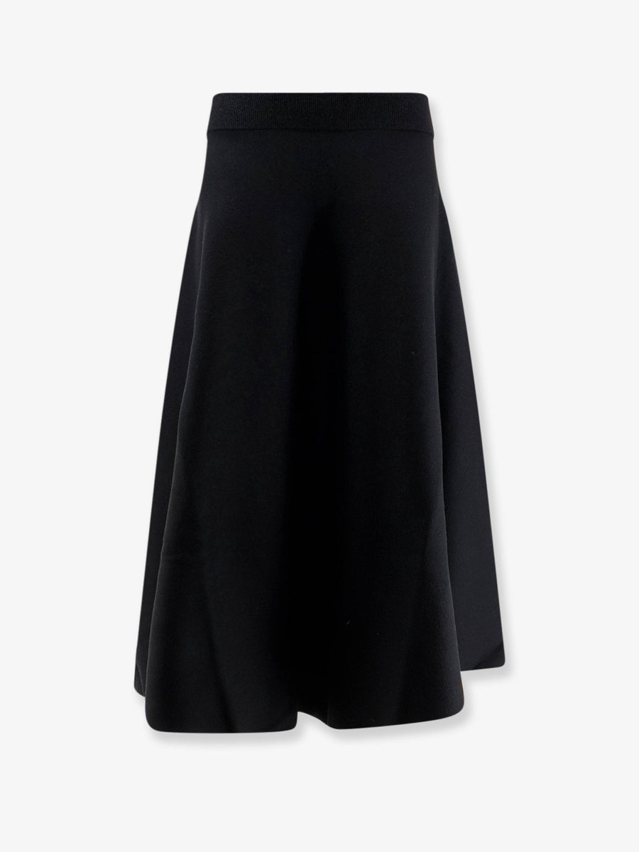 Knitted Long Skirt Black Virgin Wool