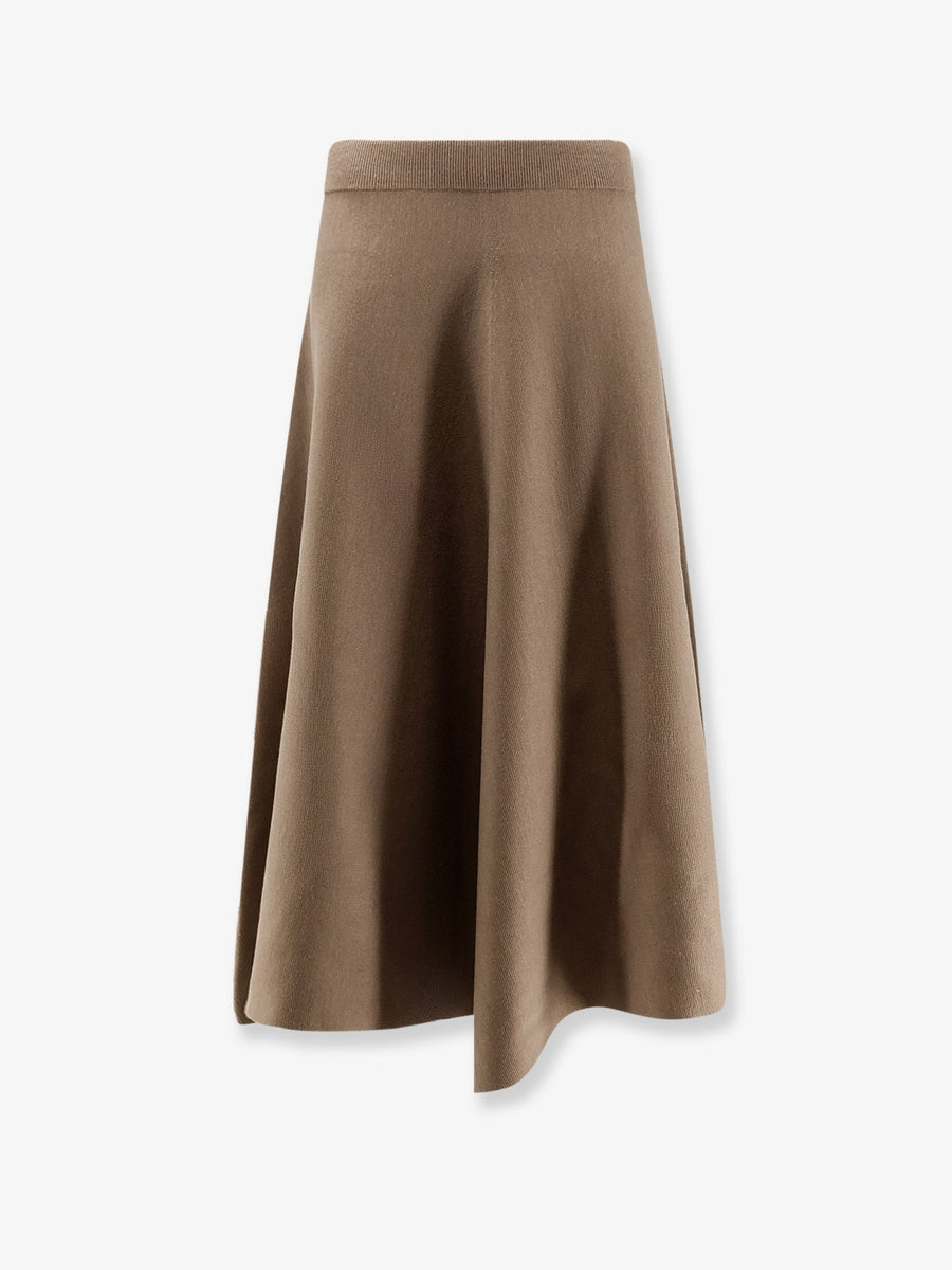 Knitted Long Skirt Brown Virgin Wool