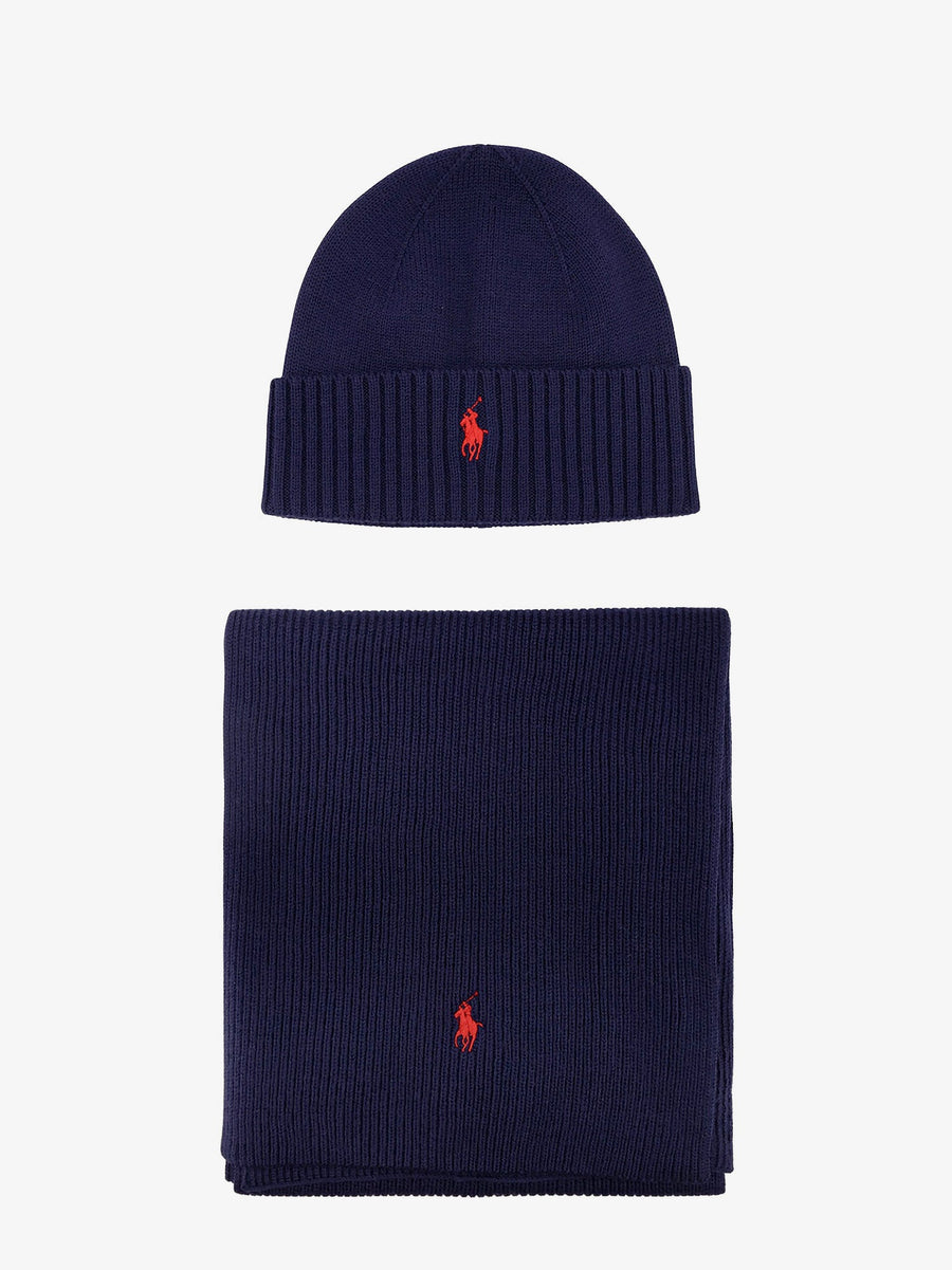 Wool Scarf And Cuffed Hat Set Blue