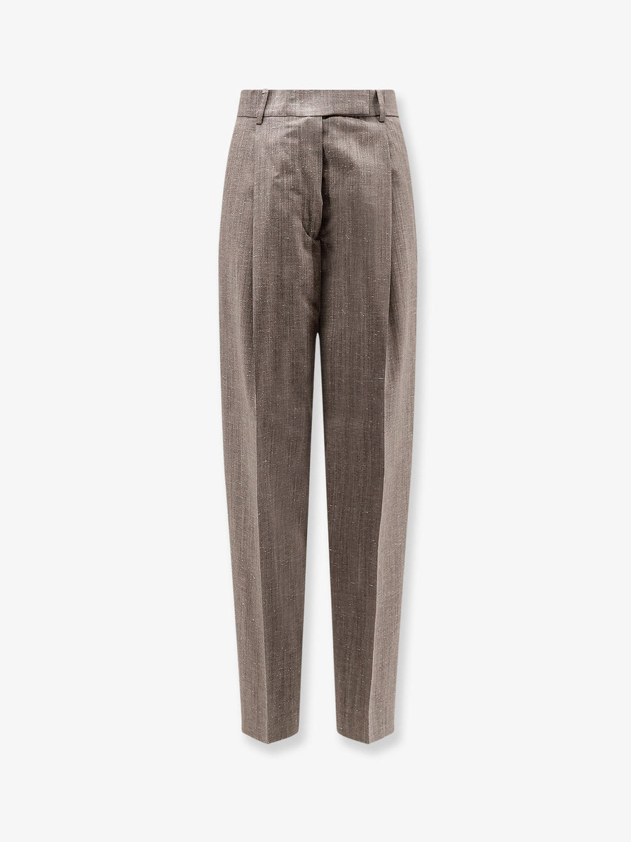 Trousers Melange Wool Brown