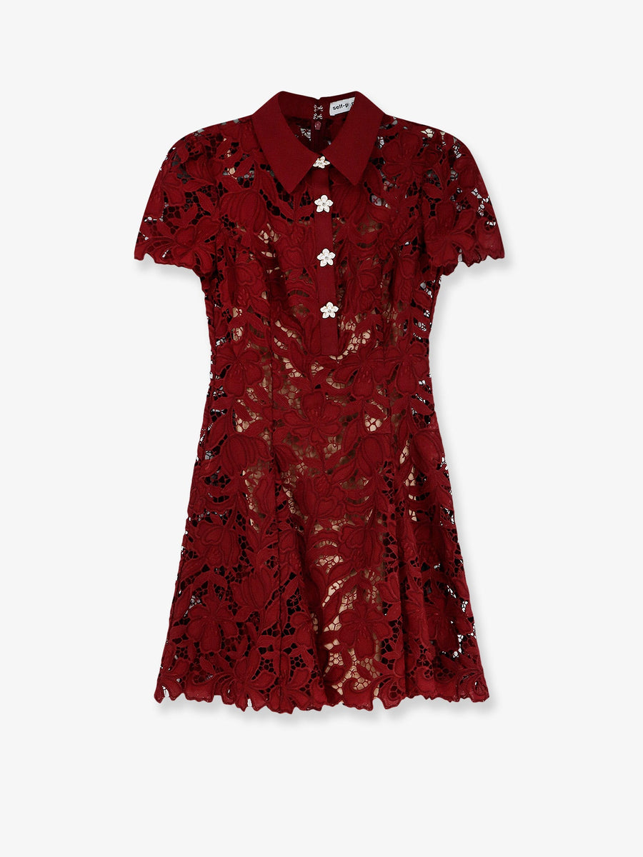 Dress Mini Lace Red Polyester