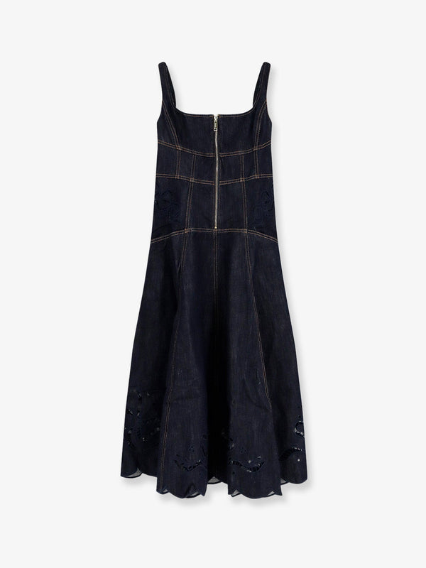 Dress Midi Denim Blue Cotton
