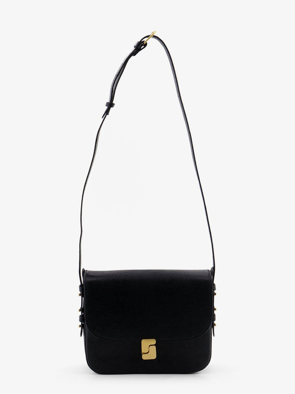 Leather Crossbody Bag Bellissima Maxi Black Shoulder