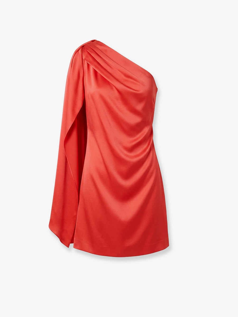 Mini Satin Dress Red Acetate