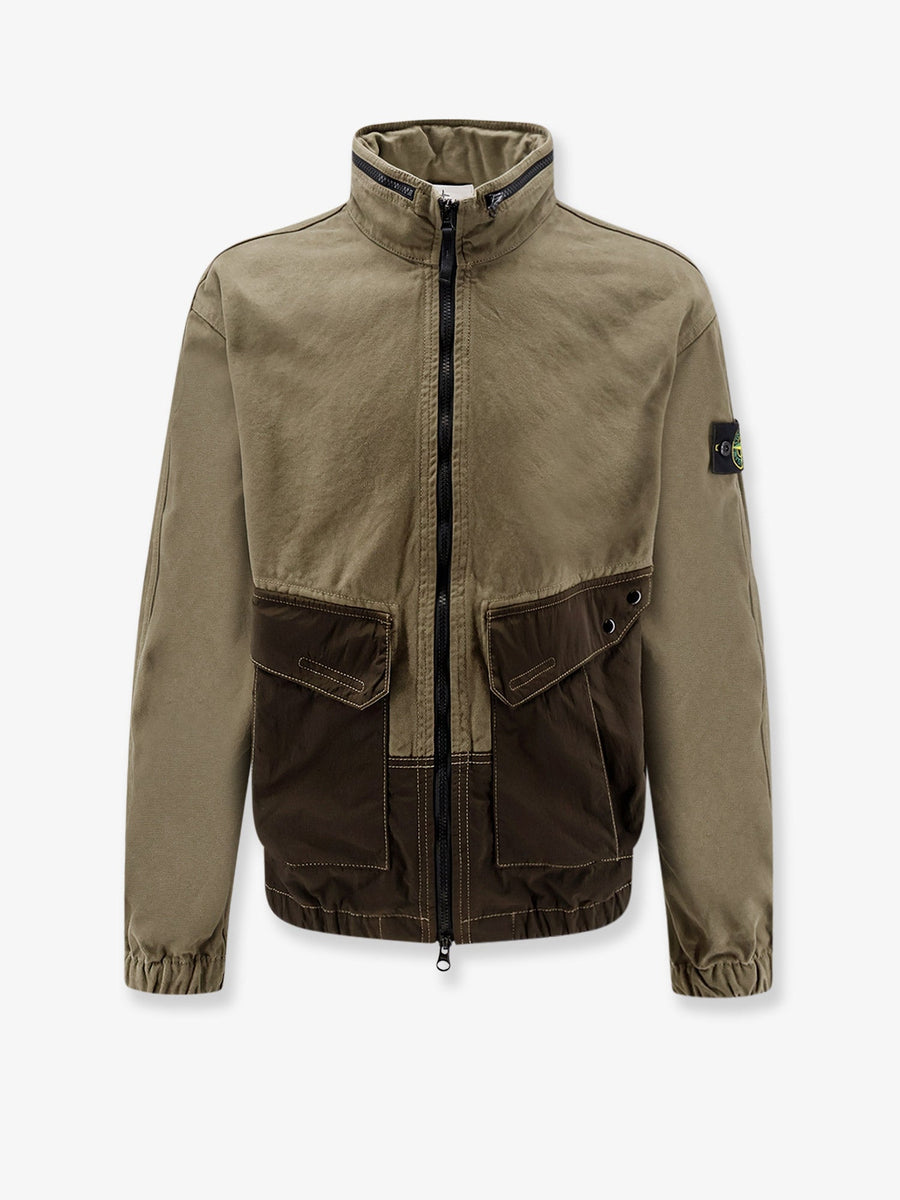 Jacket Organic Cotton With Nylon Hood Green