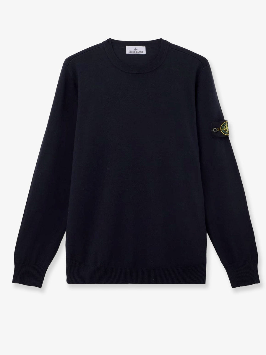 Wool Sweater Crew Neck Blue Virgin